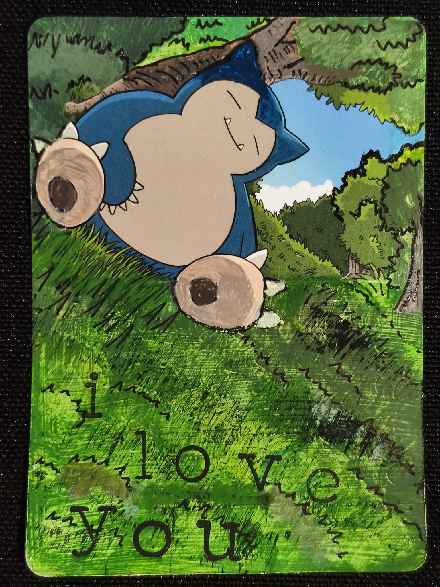 Carte peinte a la main altered art